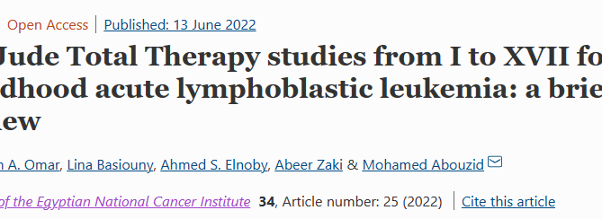 St. Jude Total Therapy studies from I to XVII for childhood acute lymphoblastic leukemia: a brief review